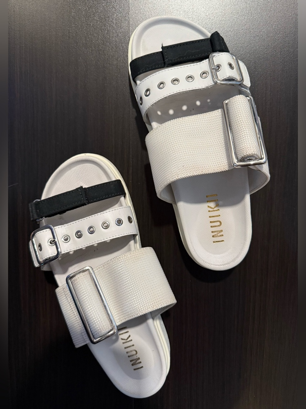 White Buckle Slide Sandals | Sporty Platform Slides | Women’s